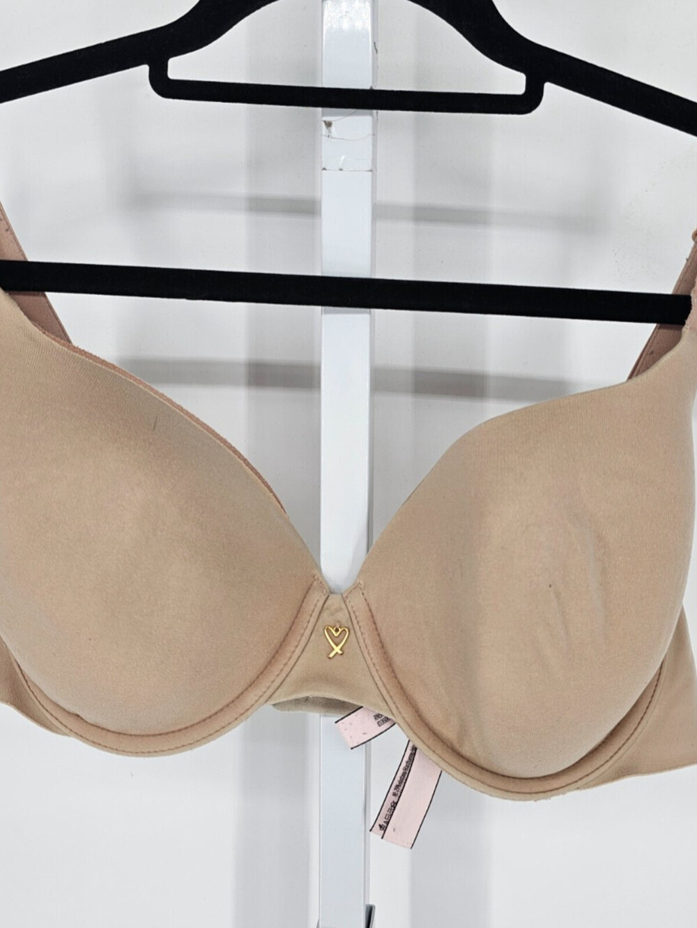 Victorias Secret Womens Sz 38D Lined Semi Demi Bra Solid beige Tan